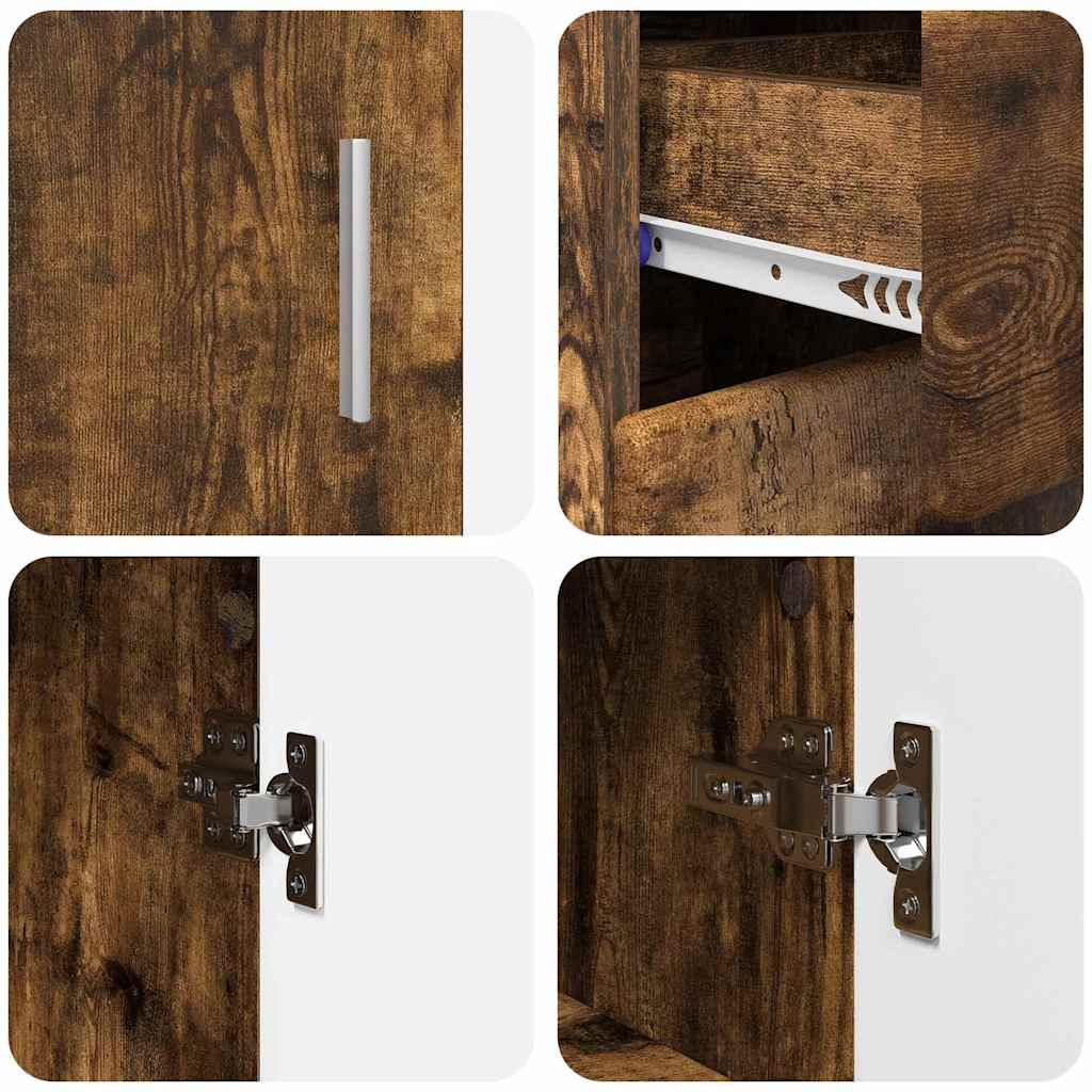 Sideboard mit Tür FLORIN Geräucherte Eiche 88,5 x 30,5 x 73 cm