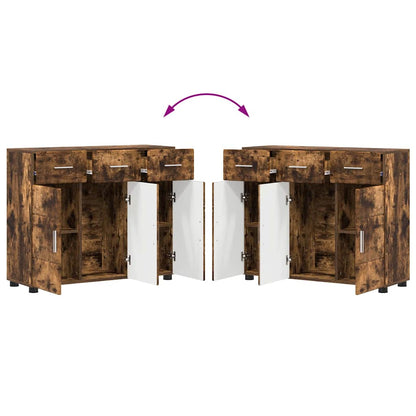 Sideboard mit Tür FLORIN Geräucherte Eiche 88,5 x 30,5 x 73 cm