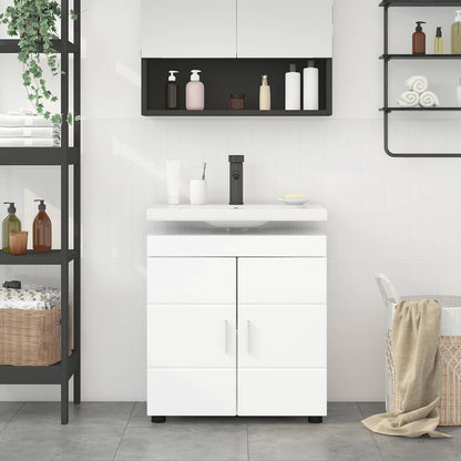 vidaXL Badezimmerschrank-Set TULUM Hochglanz Weiß 60 x 34 x 63 cm