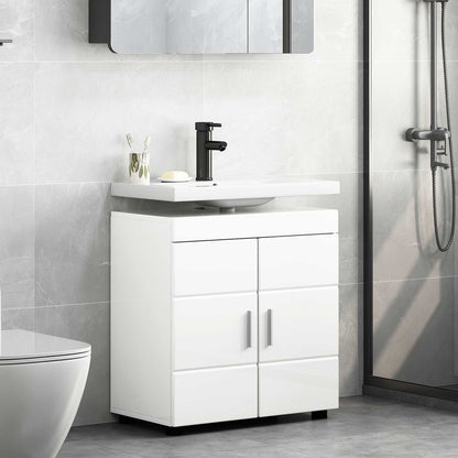 vidaXL Badezimmerschrank-Set TULUM Hochglanz Weiß 60 x 34 x 63 cm