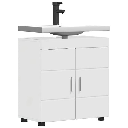 vidaXL Badezimmerschrank-Set TULUM Hochglanz Weiß 60 x 34 x 63 cm