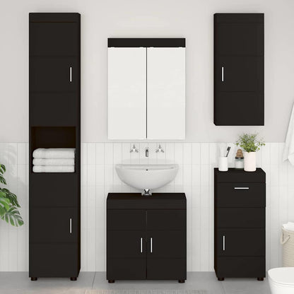 Badezimmer-Wandschrank mit Tür TULUM Schwarz 37 x 24,5 x 86 cm