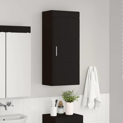 Badezimmer-Wandschrank mit Tür TULUM Schwarz 37 x 24,5 x 86 cm