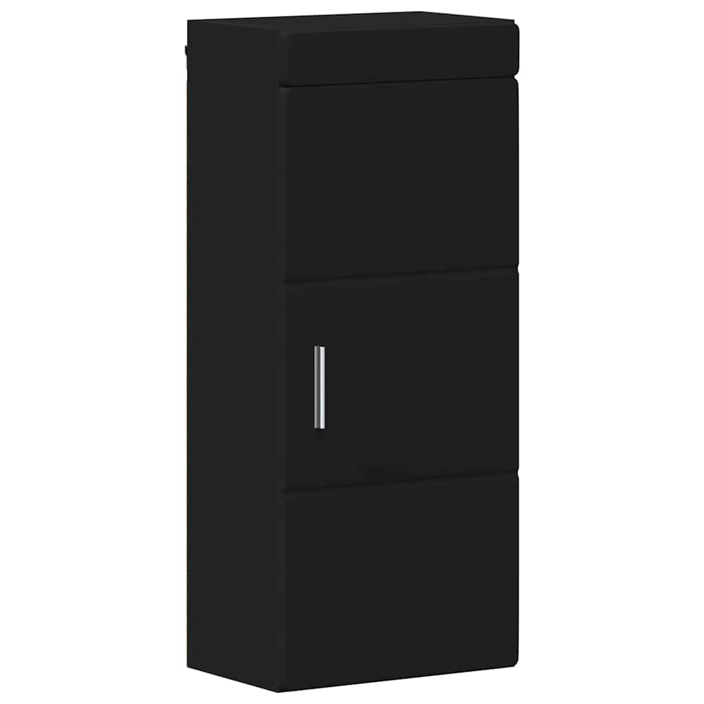 Badezimmer-Wandschrank mit Tür TULUM Schwarz 37 x 24,5 x 86 cm