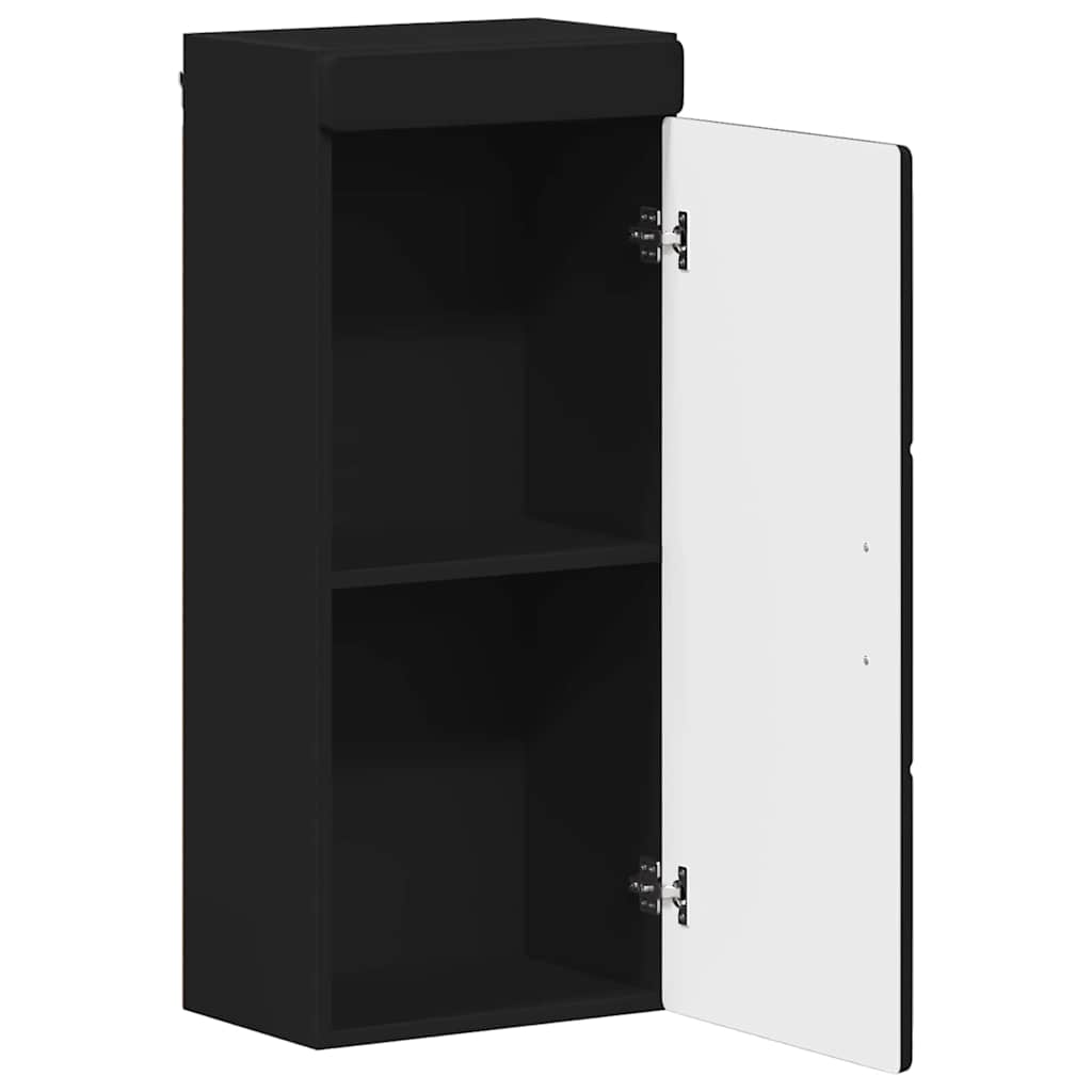 Badezimmer-Wandschrank mit Tür TULUM Schwarz 37 x 24,5 x 86 cm