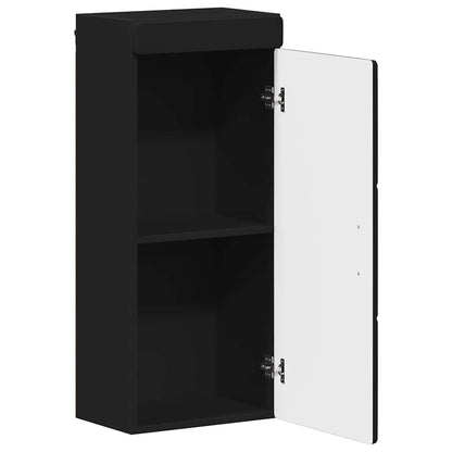 Badezimmer-Wandschrank mit Tür TULUM Schwarz 37 x 24,5 x 86 cm