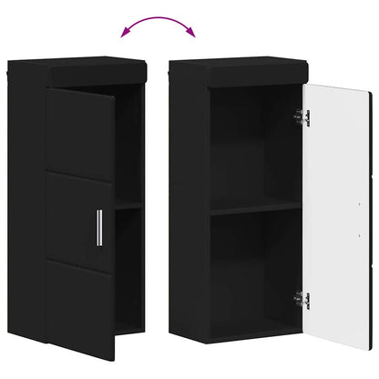 vidaXL Badezimmer-Wandschrank mit Tür TULUM Schwarz 37 x 24,5 x 86 cm