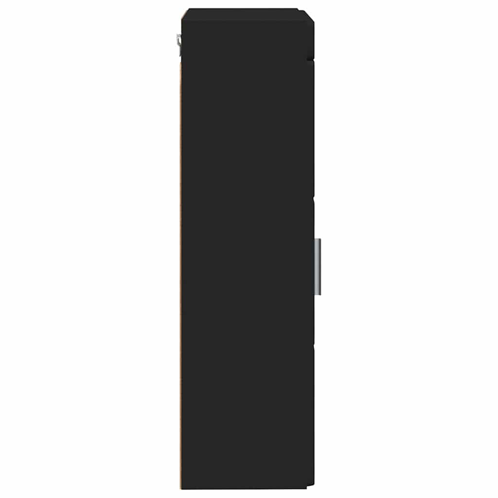 Badezimmer-Wandschrank mit Tür TULUM Schwarz 37 x 24,5 x 86 cm
