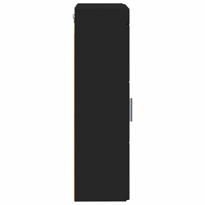 Badezimmer-Wandschrank mit Tür TULUM Schwarz 37 x 24,5 x 86 cm