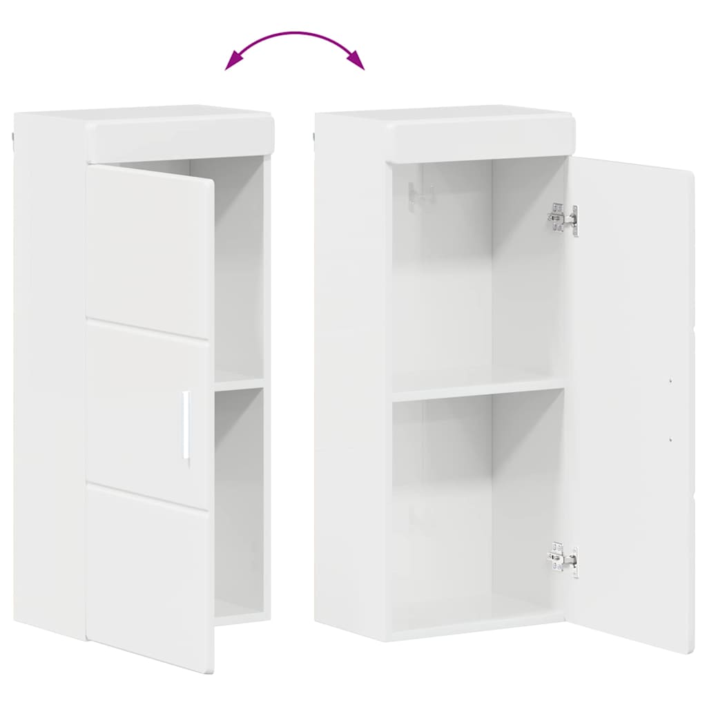 vidaXL Badezimmer-Wandschrank TULUM Hochglanz Weiß 37 x 24,5 x 86 cm