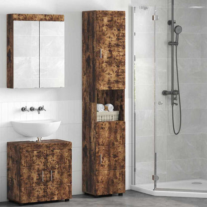 Badezimmerschrank-Set TULUM Geräucherte Eiche Holzwerkstoff
