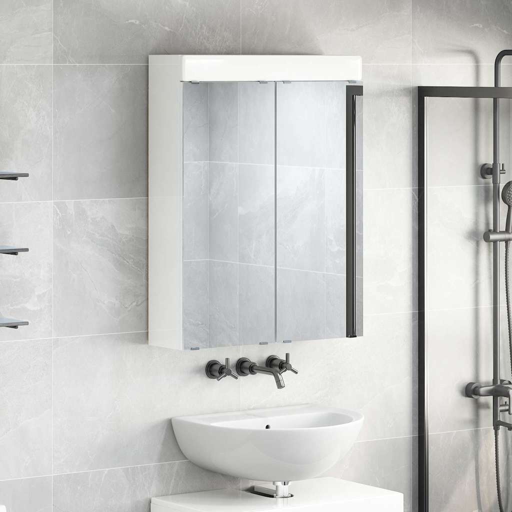vidaXL Badezimmerspiegelschrank TULUM Hochglanz Weiß 60 x 16,5 x 78 cm