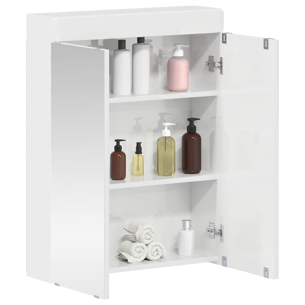 vidaXL Badezimmerspiegelschrank TULUM Hochglanz Weiß 60 x 16,5 x 78 cm