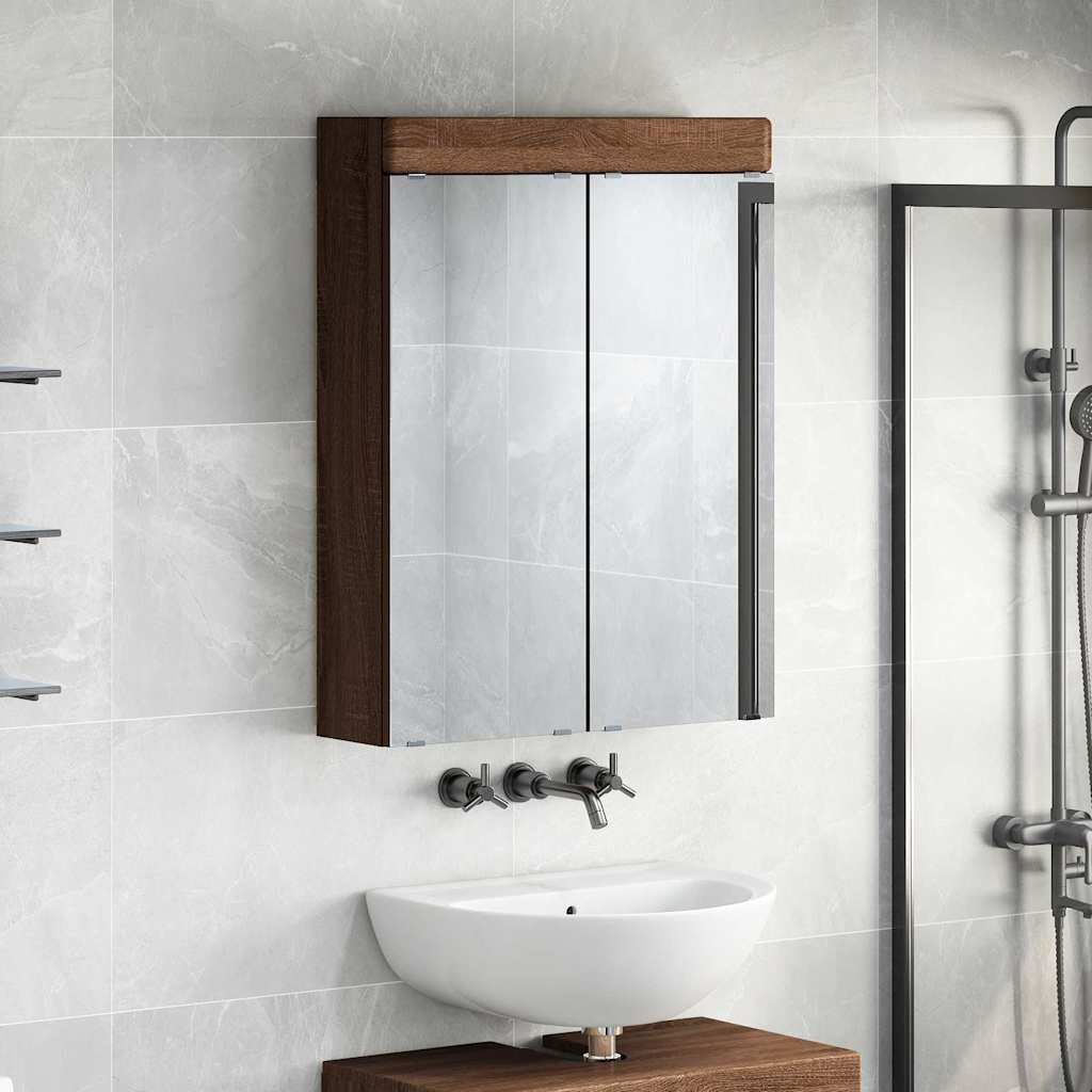 vidaXL Badezimmerspiegelschrank TULUM Braun Eichen-Optik Holzwerkstoff