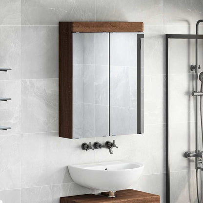 vidaXL Badezimmerspiegelschrank TULUM Braun Eichen-Optik Holzwerkstoff