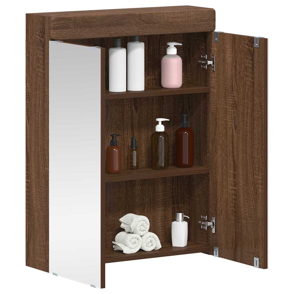vidaXL Badezimmerspiegelschrank TULUM Braun Eichen-Optik Holzwerkstoff