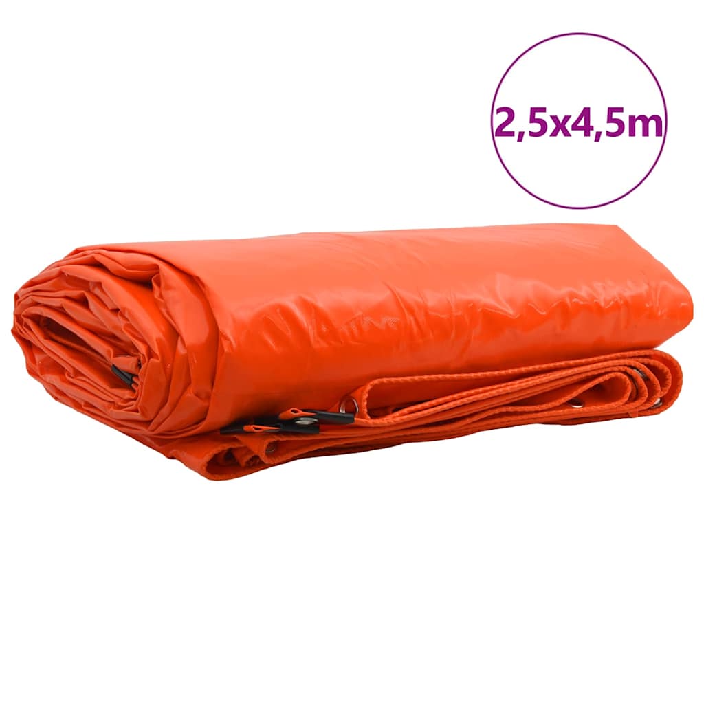 Plane 650g / m² Orange 2,5 x 4,5 m Canvas mit PVC-Beschichtung