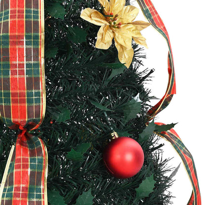 Künstlicher Weihnachtsbaum mit 100 LEDs Grün 155 cm PVC