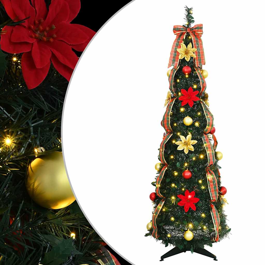 Künstlicher Weihnachtsbaum mit 100 LEDs Grün 155 cm PVC