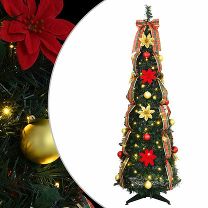 Künstlicher Weihnachtsbaum mit 100 LEDs Grün 155 cm PVC