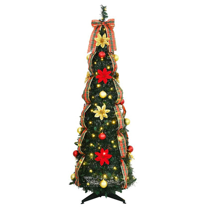 Künstlicher Weihnachtsbaum mit 100 LEDs Grün 155 cm PVC