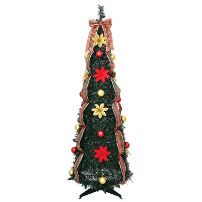 Künstlicher Weihnachtsbaum mit 100 LEDs Grün 155 cm PVC