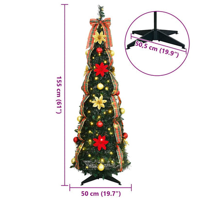 Künstlicher Weihnachtsbaum mit 100 LEDs Grün 155 cm PVC