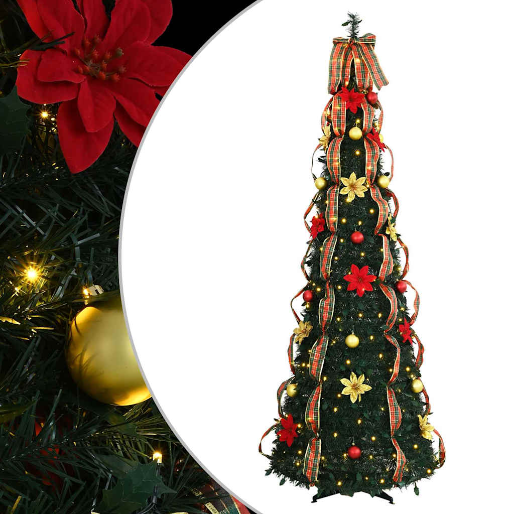 Künstlicher Weihnachtsbaum mit 200 LEDs Grün 215 cm PVC