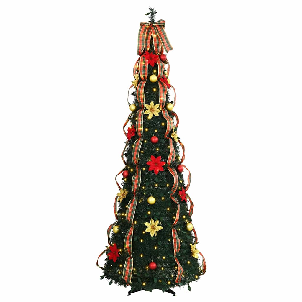 Künstlicher Weihnachtsbaum mit 200 LEDs Grün 215 cm PVC