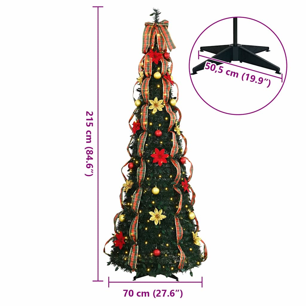 Künstlicher Weihnachtsbaum mit 200 LEDs Grün 215 cm PVC