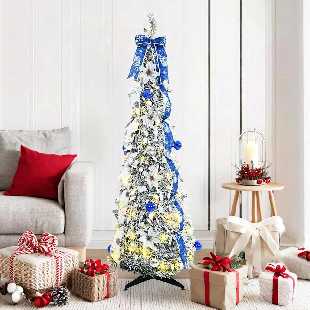 vidaXL Künstlicher Weihnachtsbaum mit 100 LEDs Weiß 150 cm PVC