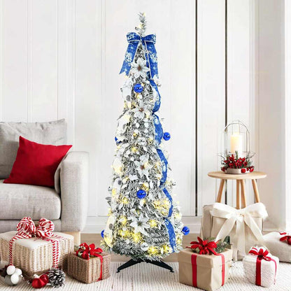 vidaXL Künstlicher Weihnachtsbaum mit 100 LEDs Weiß 150 cm PVC