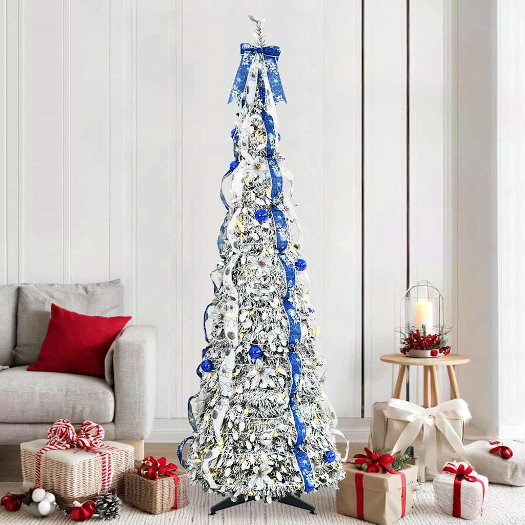 vidaXL Künstlicher Weihnachtsbaum mit 200 LEDs Weiß 210 cm PVC