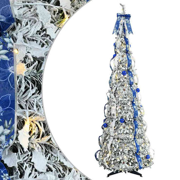 vidaXL Künstlicher Weihnachtsbaum mit 200 LEDs Weiß 210 cm PVC