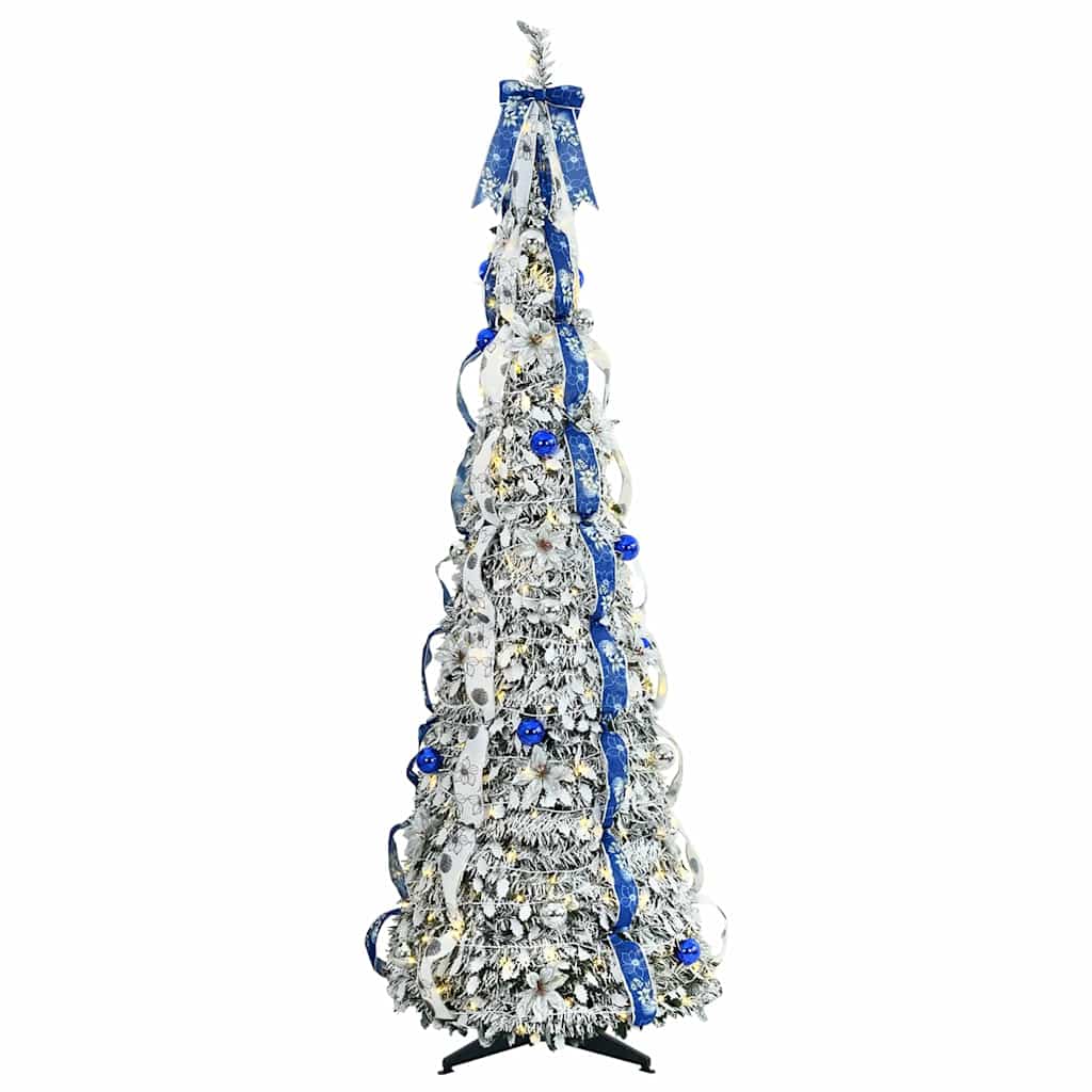 vidaXL Künstlicher Weihnachtsbaum mit 200 LEDs Weiß 210 cm PVC