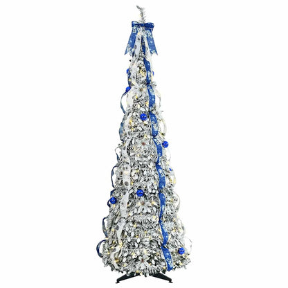 vidaXL Künstlicher Weihnachtsbaum mit 200 LEDs Weiß 210 cm PVC