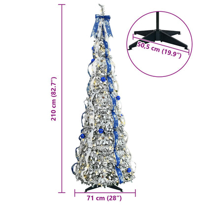 vidaXL Künstlicher Weihnachtsbaum mit 200 LEDs Weiß 210 cm PVC