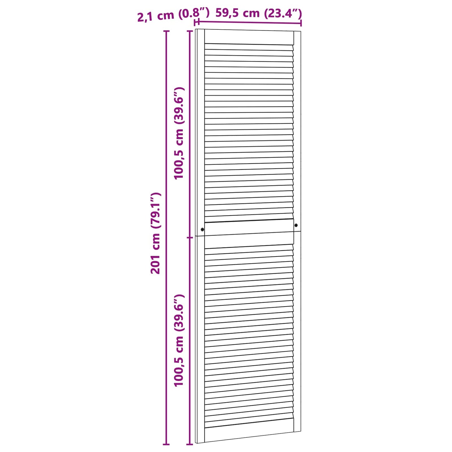 vidaXL Schranktür 4 pcs Natur 201 x 2,1 x 59,5 cm Massives Kiefernholz