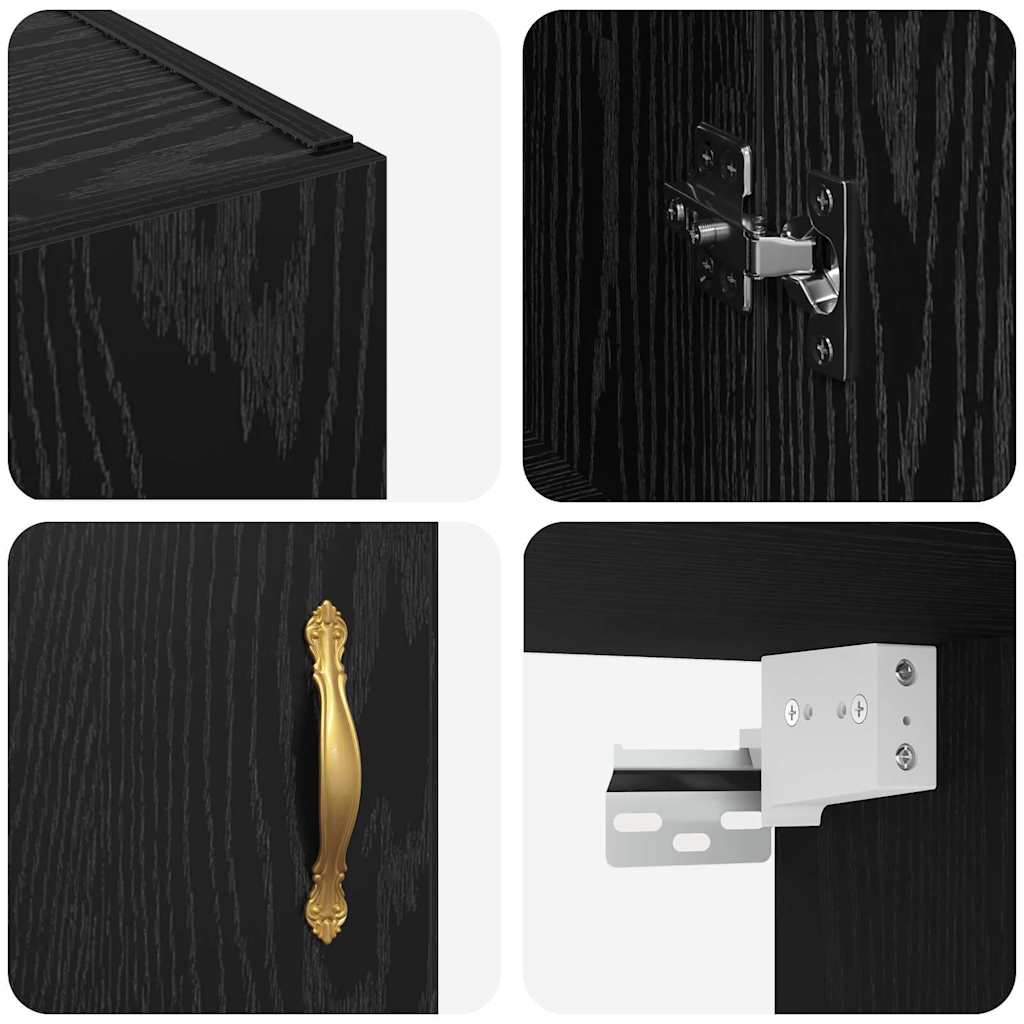 Wandschrank 2 pcs Schwarz Eichen-Optik 69,5 x 34 x 90 cm