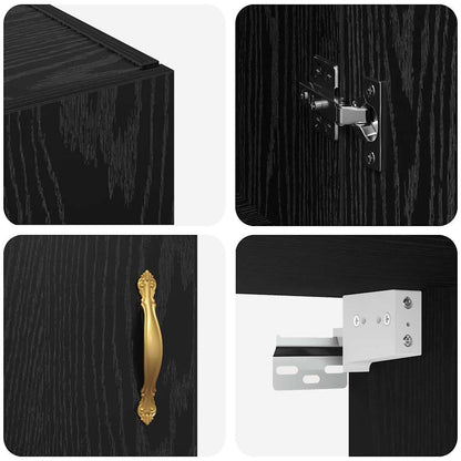 Wandschrank 2 pcs Schwarz Eichen-Optik 69,5 x 34 x 90 cm