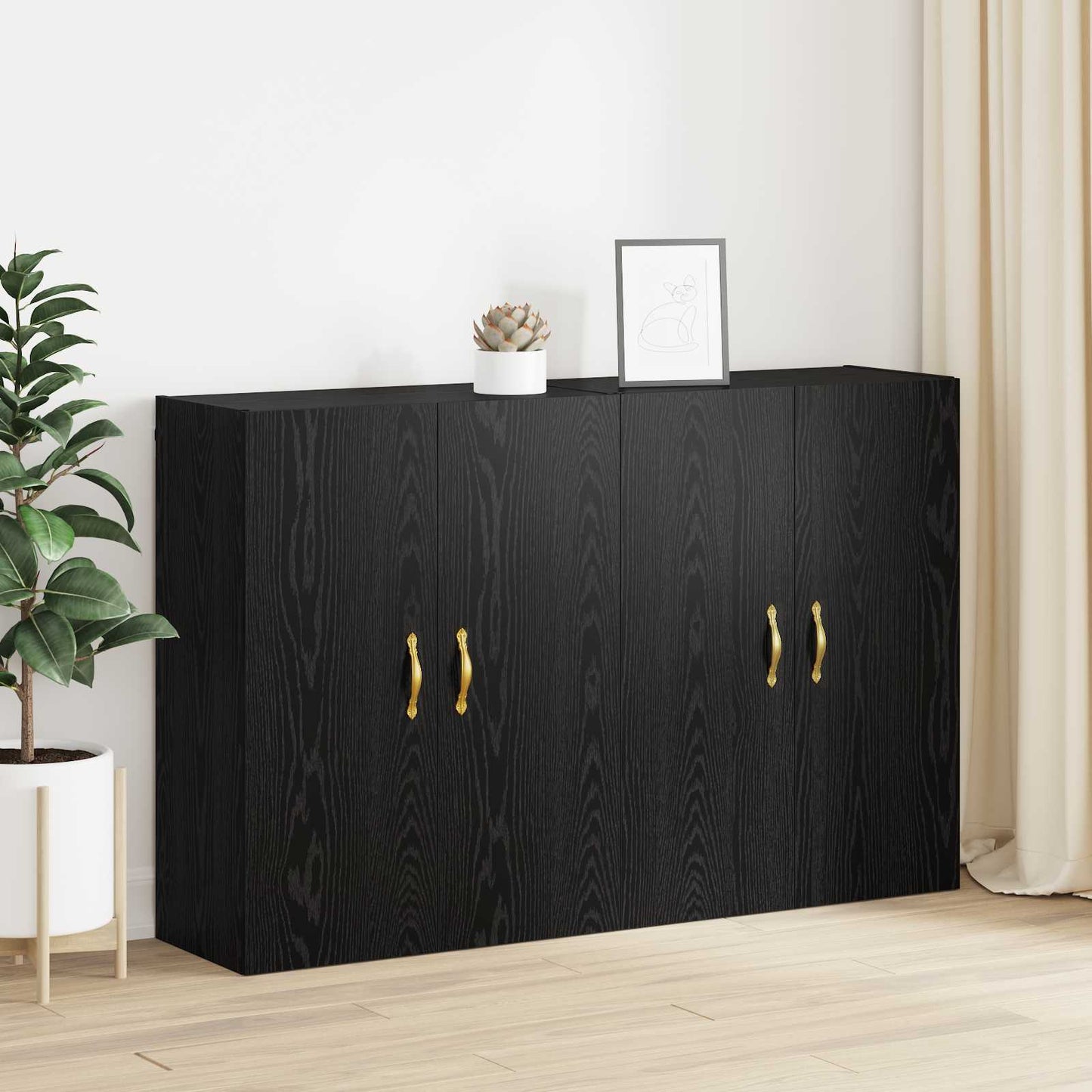vidaXL Wandschrank 2 pcs Schwarz Eichen-Optik 69,5 x 34 x 90 cm