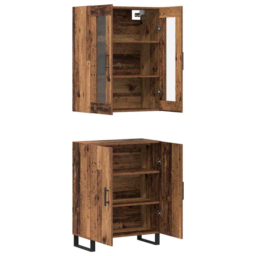 vidaXL Highboard 2 pcs Altholz Holzwerkstoff