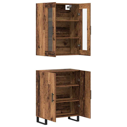 vidaXL Highboard 2 pcs Altholz Holzwerkstoff