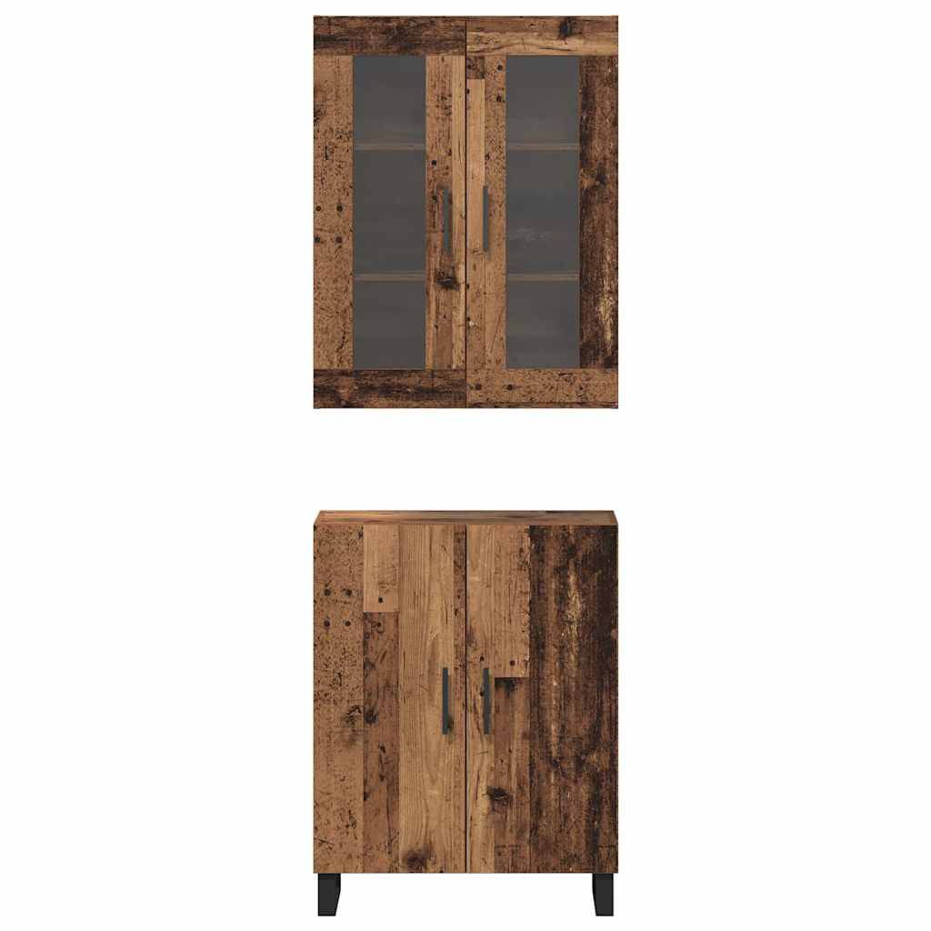 vidaXL Highboard 2 pcs Altholz Holzwerkstoff