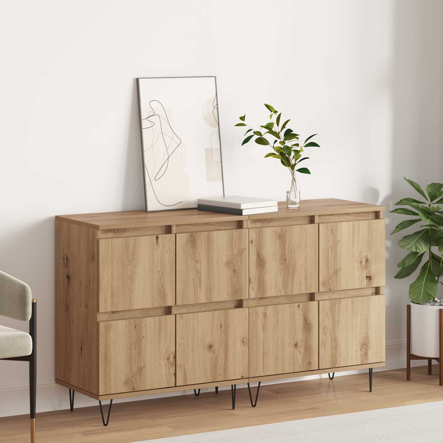 vidaXL Sideboards 2 pcs Artisan-Eiche 120 x 35 x 70 cm Holzwerkstoff