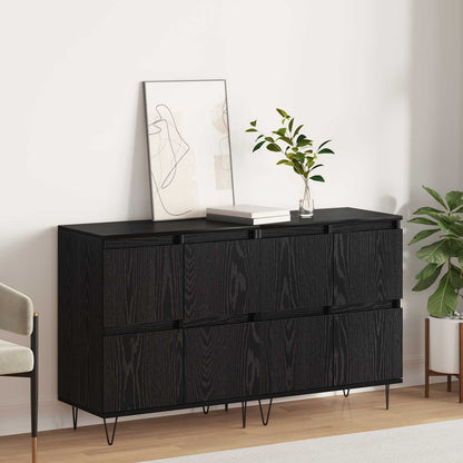 vidaXL Sideboards 2 pcs Schwarz Eichen-Optik 120 x 35 x 70 cm