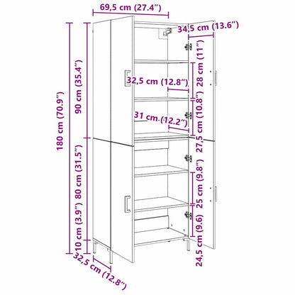 Highboard Artisan-Eiche 69,5 x 34 x 180 cm Holzwerkstoff