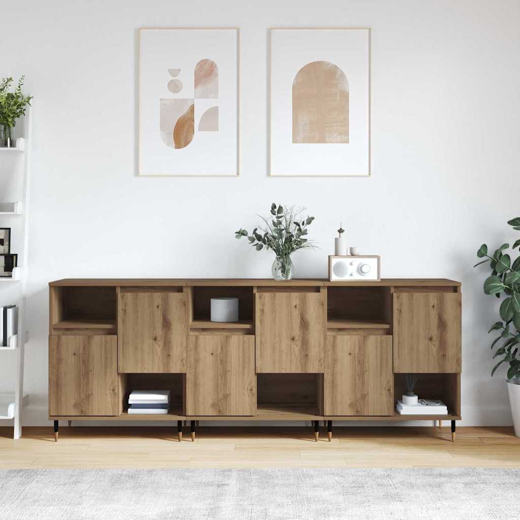 Sideboards 3 pcs Artisan-Eiche 180 x 35 x 70 cm Holzwerkstoff