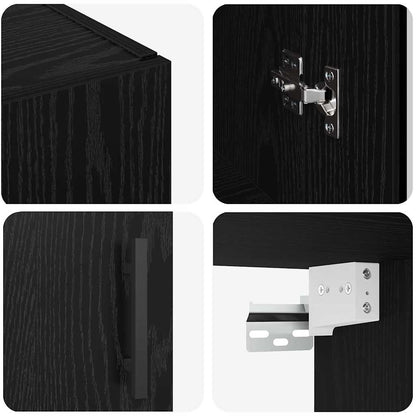 vidaXL Meubles hauts muraux 2 pcs Noir aspect chêne