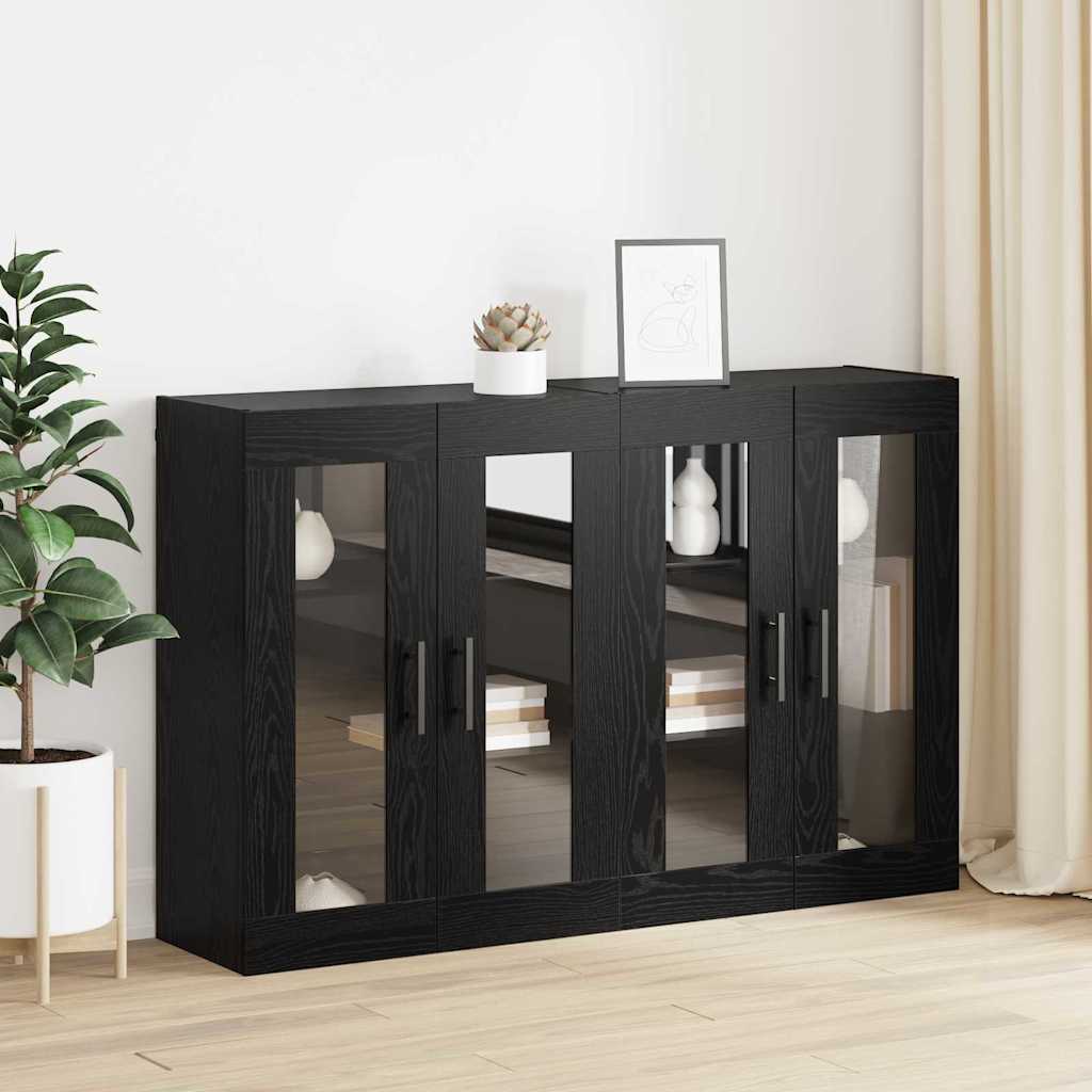 vidaXL Meubles hauts muraux 2 pcs Noir aspect chêne